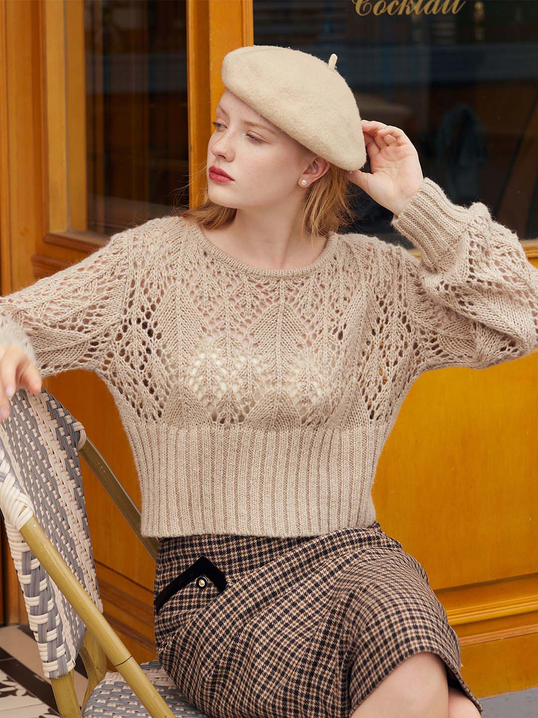 Ellie Round Neck Hollow Knitted Sweater