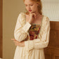 Gianna Elegant Square Neck Lace Patchwork Cotton Dress