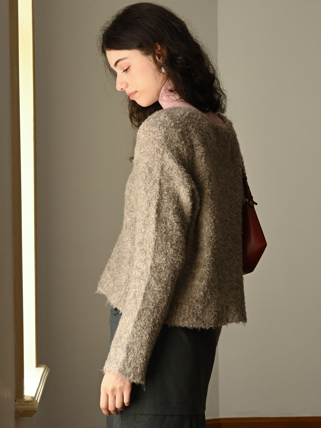 Stella Crew Neck Solid Button Front Cardigan