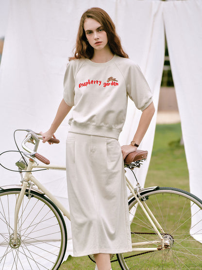 Lainey A字型米色通勤半裙