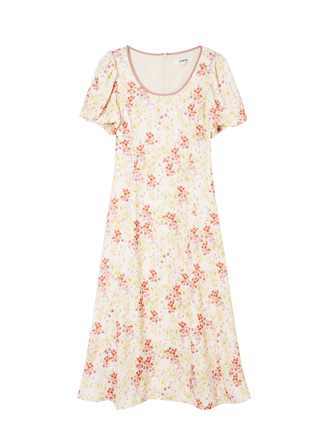 Fatima round square neck puff sleeve floral dress