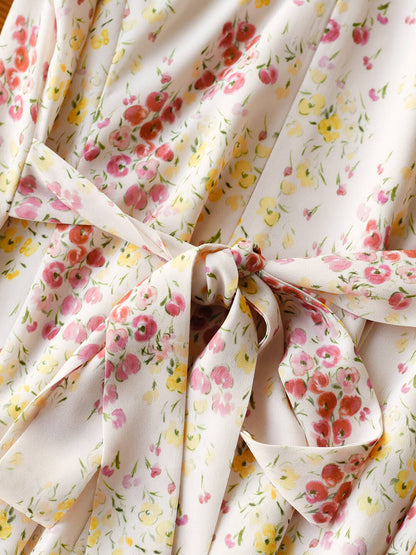 Fatima round square neck puff sleeve floral dress