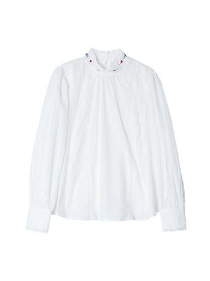 Aylin half turtleneck embroidered white shirt