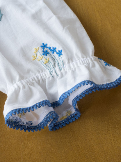 Nala 原創滿天星刺繡泡泡袖連衣裙