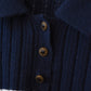 Davian 藍白條紋Polo領針織衫