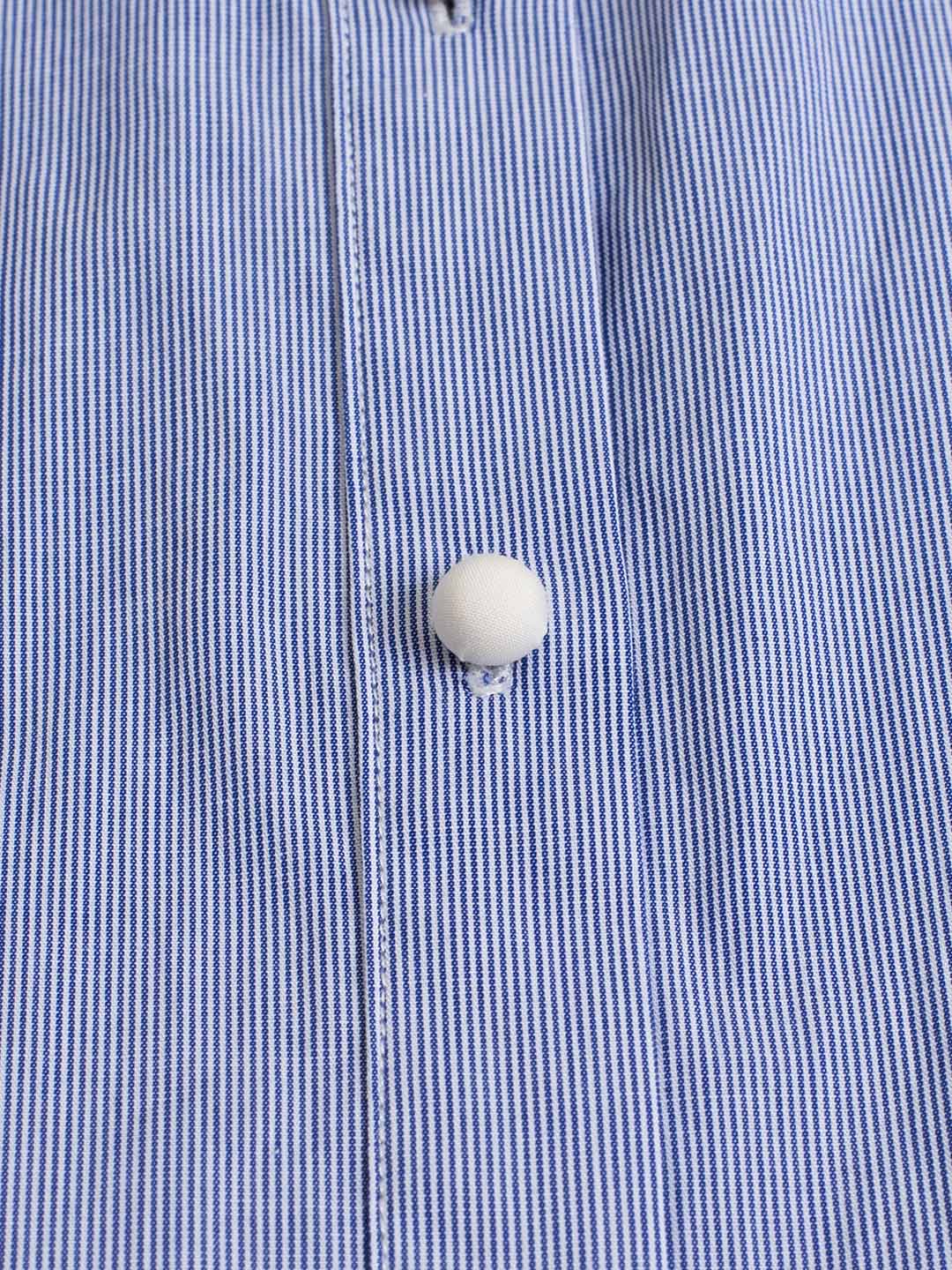 Luz 藍白條紋彼得潘領撞色襯衫