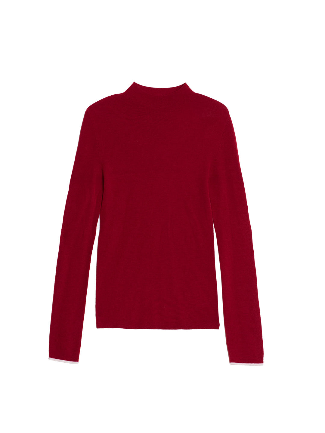 Lisa 半高領修身純色羊毛衫-紅色