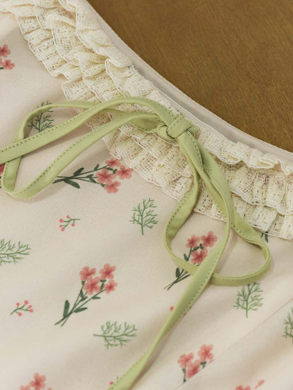 Monica 碎花方領小飛袖連衣裙