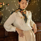 Chowxiaodou 原創4色玫瑰真絲素縐緞優雅小方巾