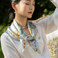 Chowxiaodou 原創4色玫瑰真絲素縐緞優雅小方巾